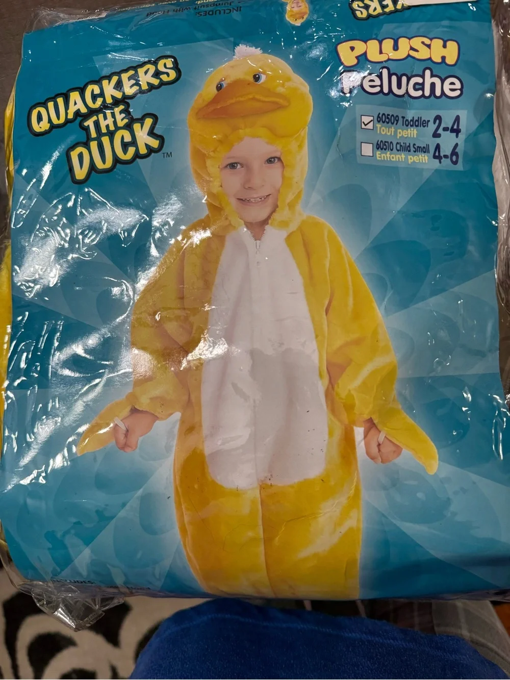 Yellow Plush Duck Kids Costume with White Belly